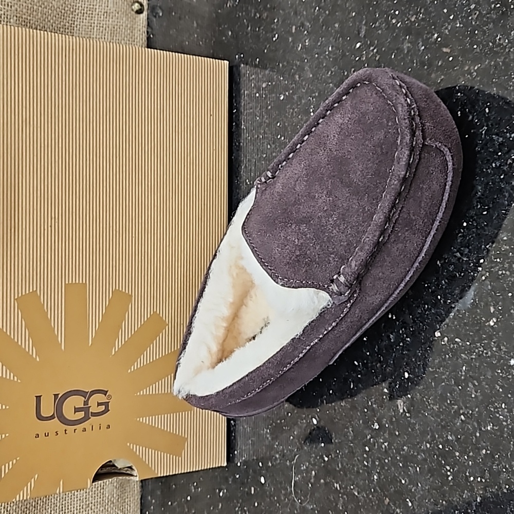 NEW UGG KIDS ASCOT MOCASSIN SLIPPER ESPRESSO